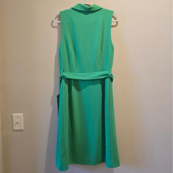 Gibson Latimer V-Neck Belted Green Midi Dress Sz L - Picture 3 of 3